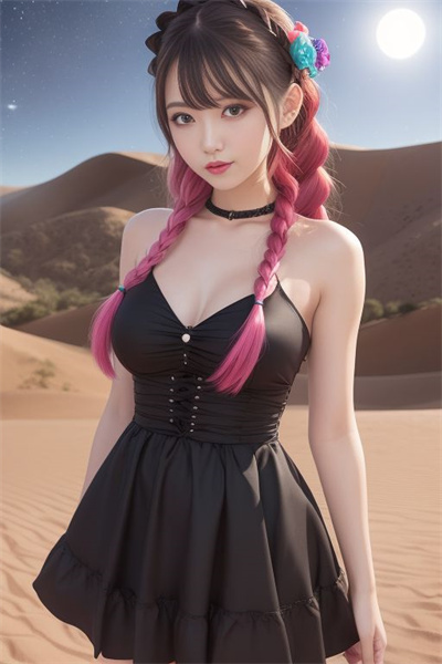 AI美女图集 沙漠里哥特少女的狂野 8