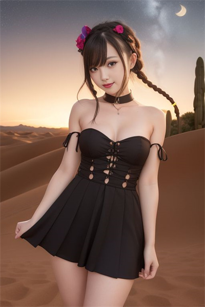 AI美女图集 沙漠里哥特少女的狂野 14